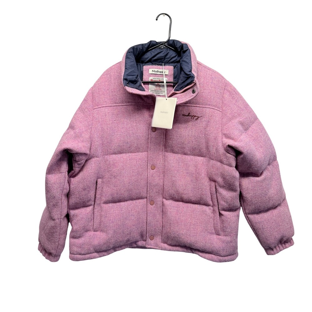 NWT Madhappy X Harris Tweed Puffer Jacket Violet Pink Wool Large